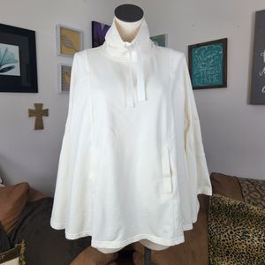 zuda Women's Top Funnel Neck Knit Poncho Ivory XS / S